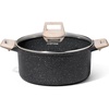 image:imageCAROTE Nonstick Stock Pot with Lid Soup Pot 6 Quart Casserole with Lid Easy to Clean Non Stick Cooking PotPasta PotBlack