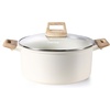 image:imageCAROTE Nonstick Stock Pot with Lid Soup Pot 6 Quart Casserole with Lid Easy to Clean Non Stick Cooking PotPasta PotCream White