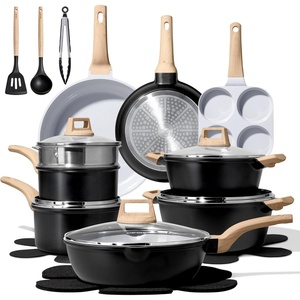 image:imageCAROTE 10Pcs Pots and Pans Set Nonstick Non Stick Cooking Set wFrying Pans amp Saucepans Induction Kitchen Cookware SetBlack