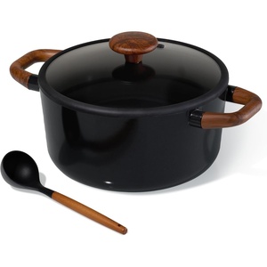 image:imageCAROTE 5QT Ceramic Stock Pot with Ladle Nonstick Casserole with Lid Even Heating Stockpot Fits All Stoves Non Stick Large Capacity Cooking Pots PFAS Free BlackBlack