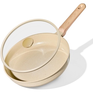 image:imageCAROTE 8 Frying Pan Set Ceramic Frying Pan NonToxic PTFE amp PFOA Free Fry Pan amp Omelet Pan Compatible with Induction Gas CooktopsOatmeal