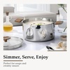image:imageCAROTE 6QT Stainless Steel Stock Pot with Glass Lid Large Soup Pot with WoodGrain Handles Deep Pot for Soup Pasta amp Stew